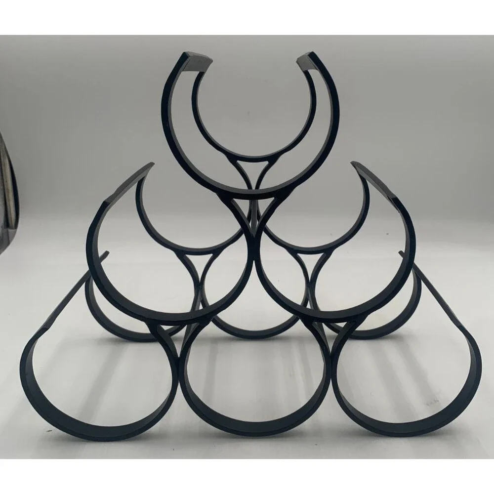 Modern Black Metal Wine Rack Tabletop 6-Bottle Geometric Wine Holder Barware